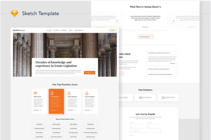 Starbus Lawyer Website Landing Sketch Template