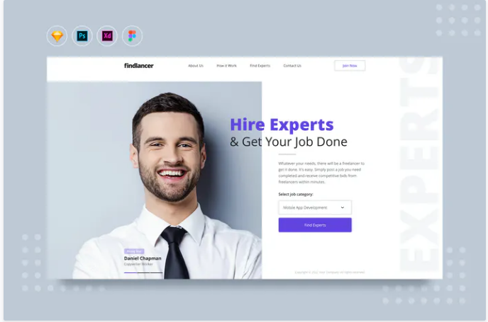 DailyUI.V15 Freelancer Hiring Website UI Template