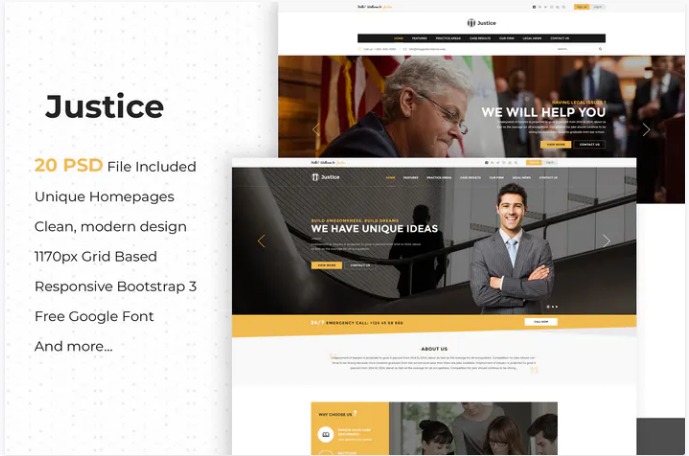 Justice - Multipurpose Business PSD Template