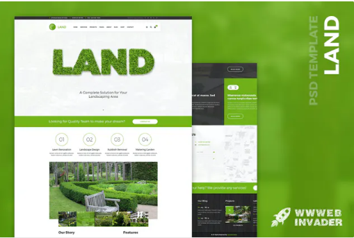 Land - Lawn & Landscaping PSD Template