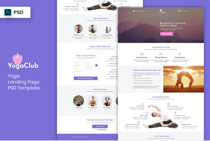 Yoga - Landing Page PSD Template
