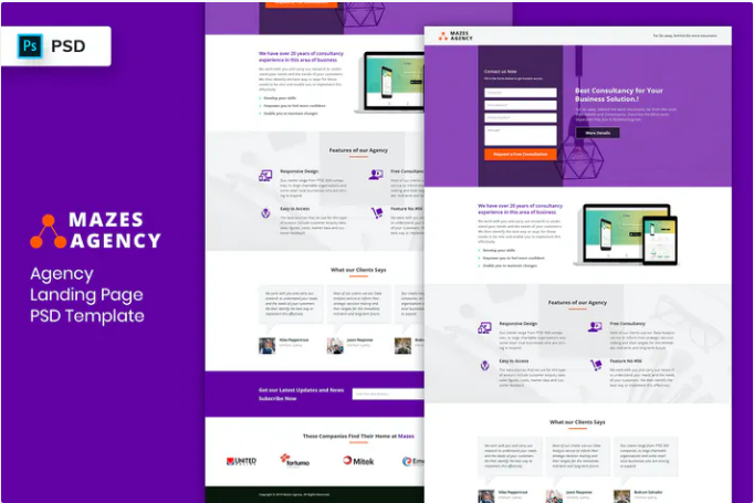 Agency - Landing Page PSD Template