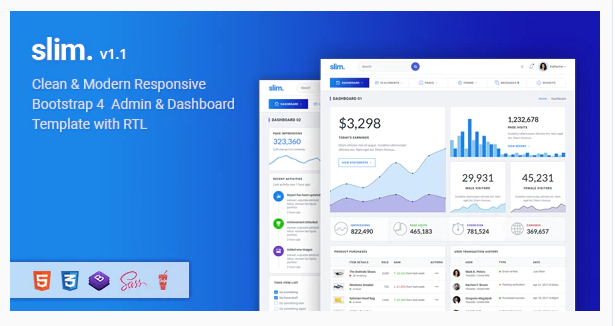 Slim - Modern & Clean Responsive Bootstrap 4 Admin Dashboard Template