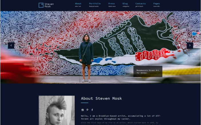 Steven Mosk - Modern artist personal portfolio WordPress Theme