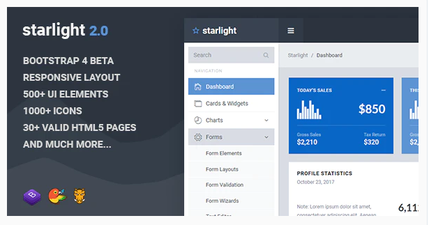 Starlight Responsive Bootstrap 4 Admin Dashboard Template