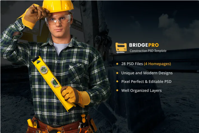 BridgePro | Construction & Building PSD Template