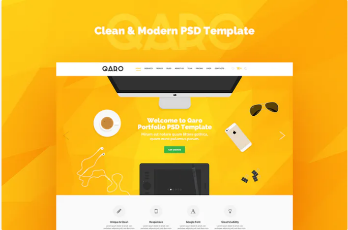 QARO - Clean & Modern PSD Template