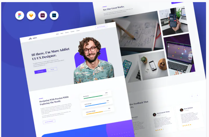 Addict - Personal Website PSD Template