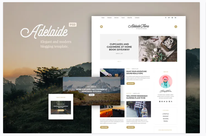 Adelaida Blogging PSD Template