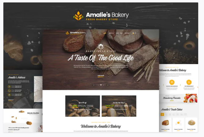 Amalie's Bakery - Onepage PSD Template