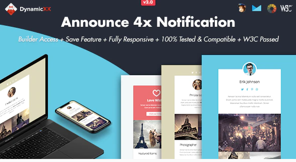 Announce - 4x Responsive Email + Online Builder
