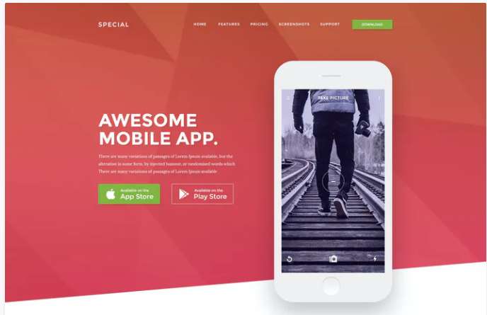 App Landing Page Psd Template