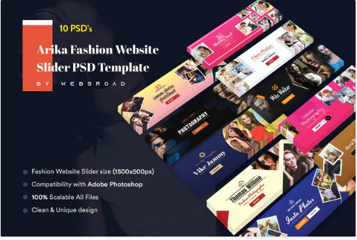 Arika Fashion Website Slider PSD Template