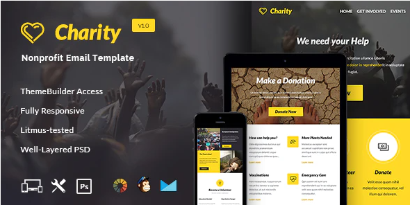 Charity - Nonprofit & Fundraising E-newsletter + Builder Access