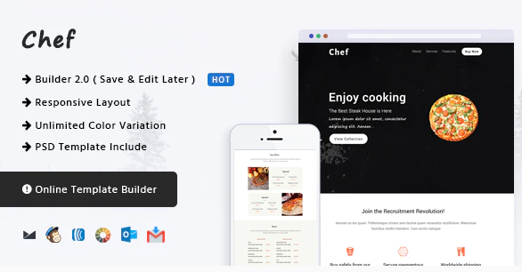 Chef - Responsive Email Template + Online Builder