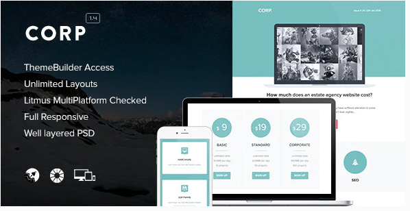 Corp - Responsive Email + Themebuilder Access