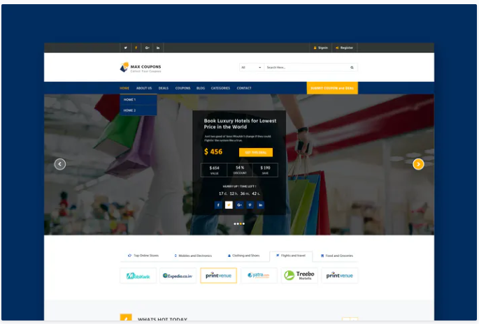 Coupons & Deals Website PSD Template