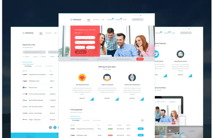 Cravious - Job Portal PSD Template