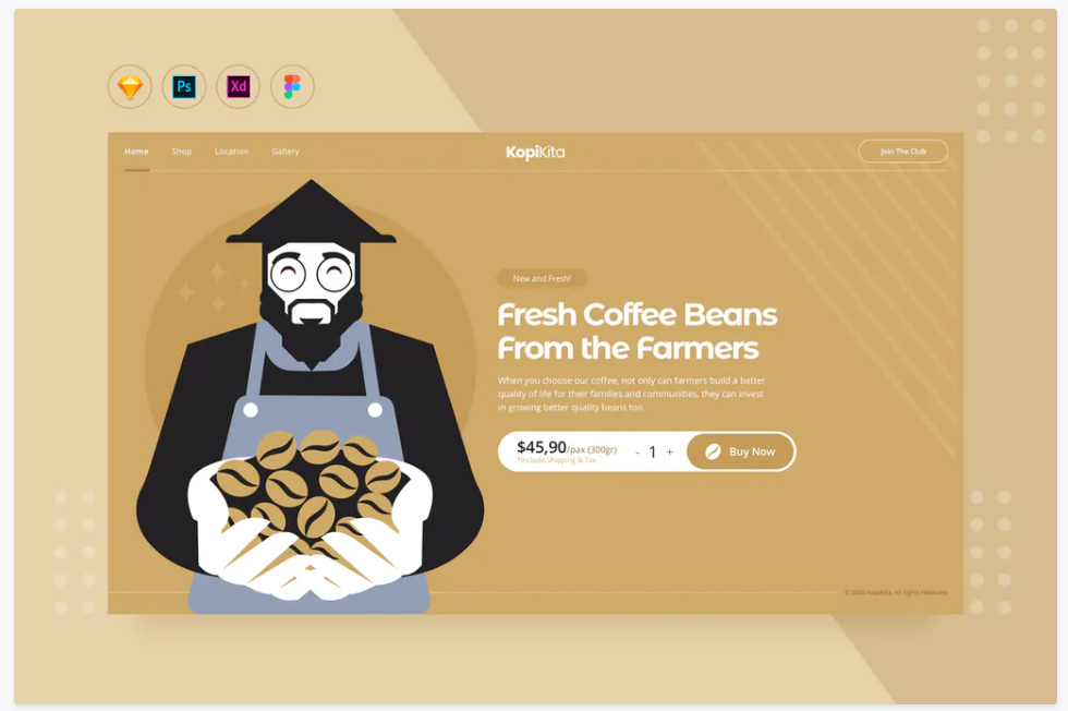 DailyUI.V30 - Coffee Shop Website Landing Template