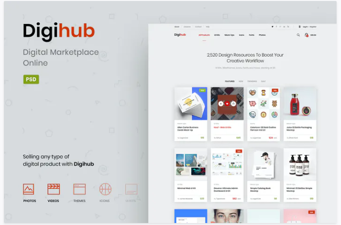 Digihub - Digital Marketplace Online PSD Template
