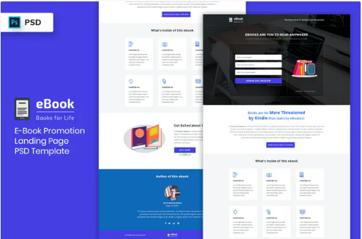 Ebook - Landing Page PSD Template