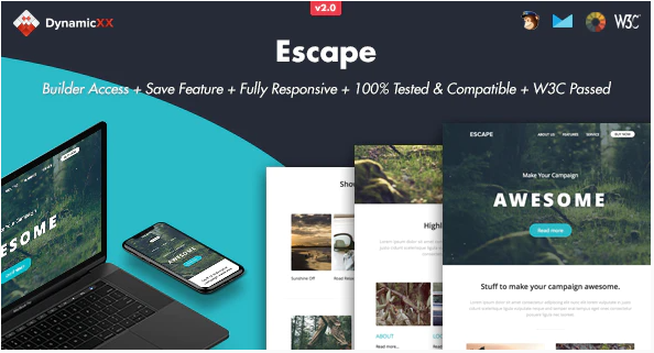 Escape - Responsive Email + Online Builder