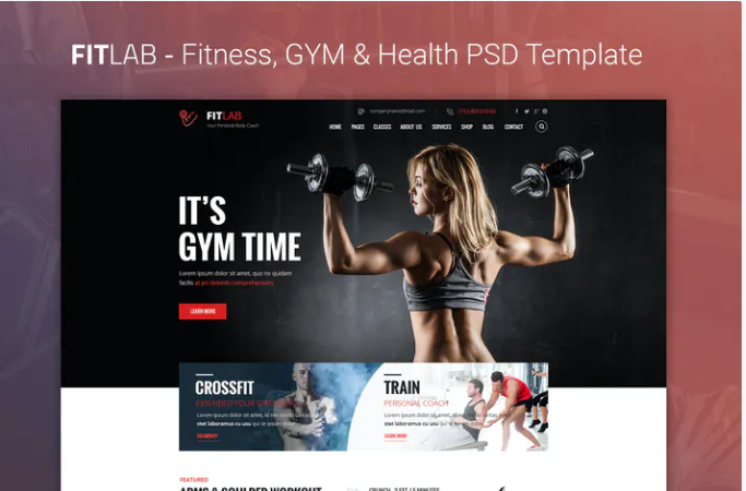 FITLAB - Fitness, GYM & Health PSD Template
