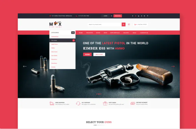 Fire Arms Website PSD Template