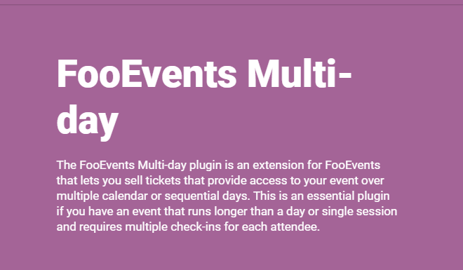 FooEvents Multi-Day