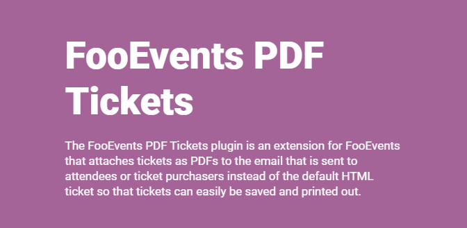 FooEvents PDF Tickets 1.9.15