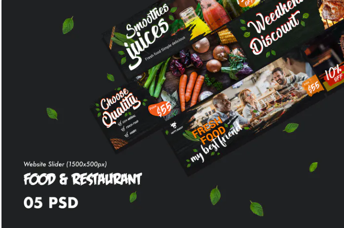 Food & Restaurants Website Slider PSD Template