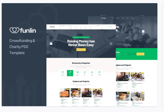 Funlin - Crowdfunding & Charity PSD Template