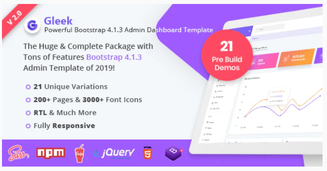 Gleek | Powerful Bootstrap 4 Admin Dashboard Template