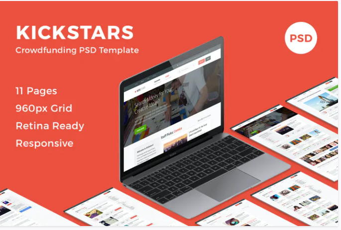 Kickstars - Crowdfunding PSD Template