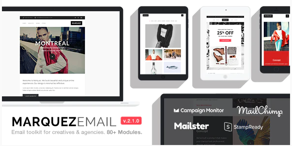 Marquez - Multipurpose Responsive Email: 80+ Sections + StampReady Builder + MailChimp + Mailster