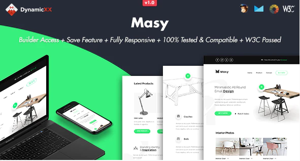 Masy - Responsive Email + Online Template Builder