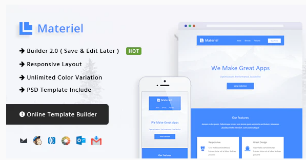 Material - Responsive Email Template + Online Builder