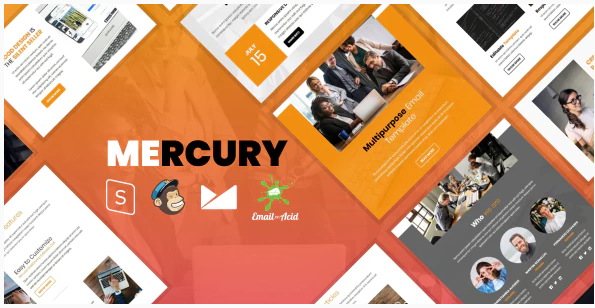 Mercury - Responsive Email Template with Mailchimp Editor, StampReady Builder & Online Composer