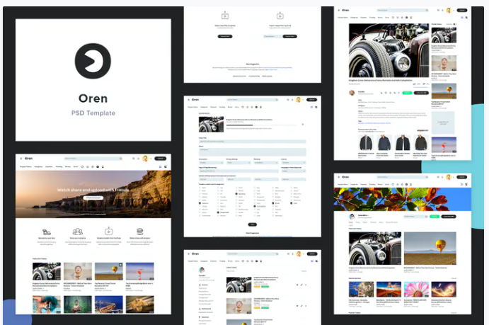 Oren - Video Sharing Website PSD Template