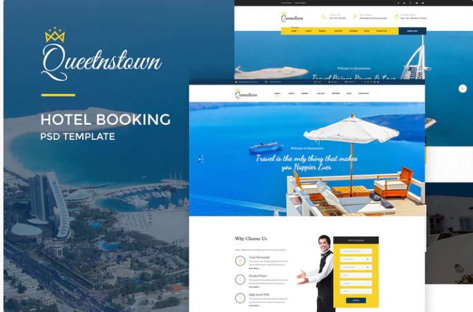 QueensTown : Hotel Booking PSD Template