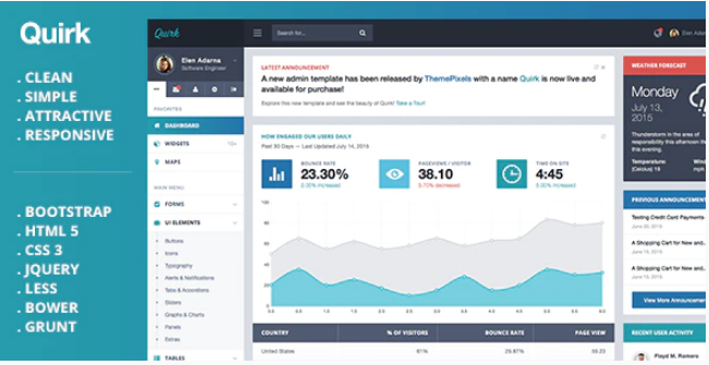 Quirk Bootstrap Admin Template