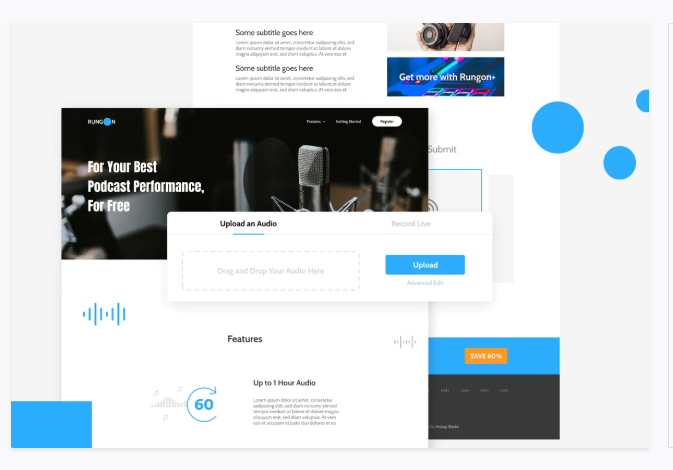 RUNGON - Podcast Platform Website XD Template