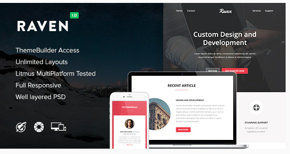 Raven - Responsive Email + Themebuilder Access