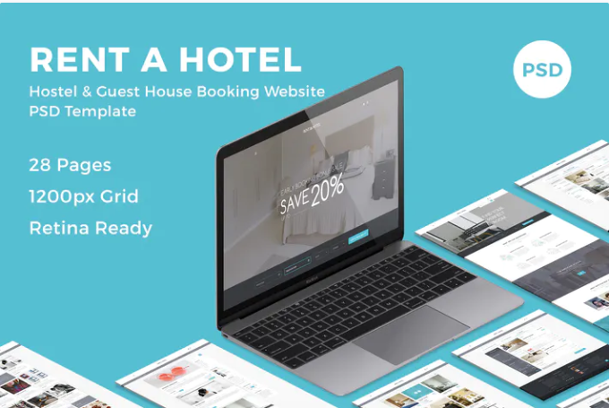 Rent a Hotel - Booking Website PSD Template