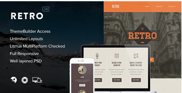 Retro - Responsive Email + Themebuilder Access