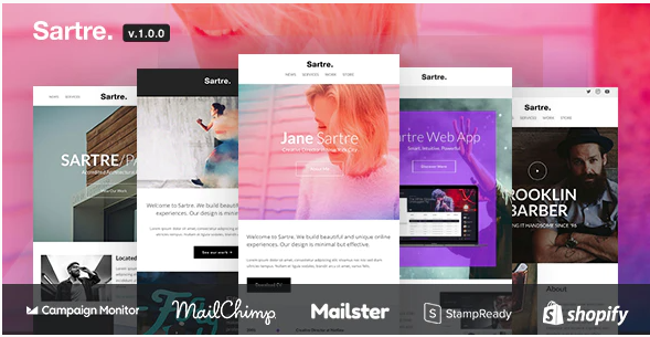 Sartre - Responsive Email Toolkit: 120+ Sections + MailChimp + Mailster + Shopify Notifications