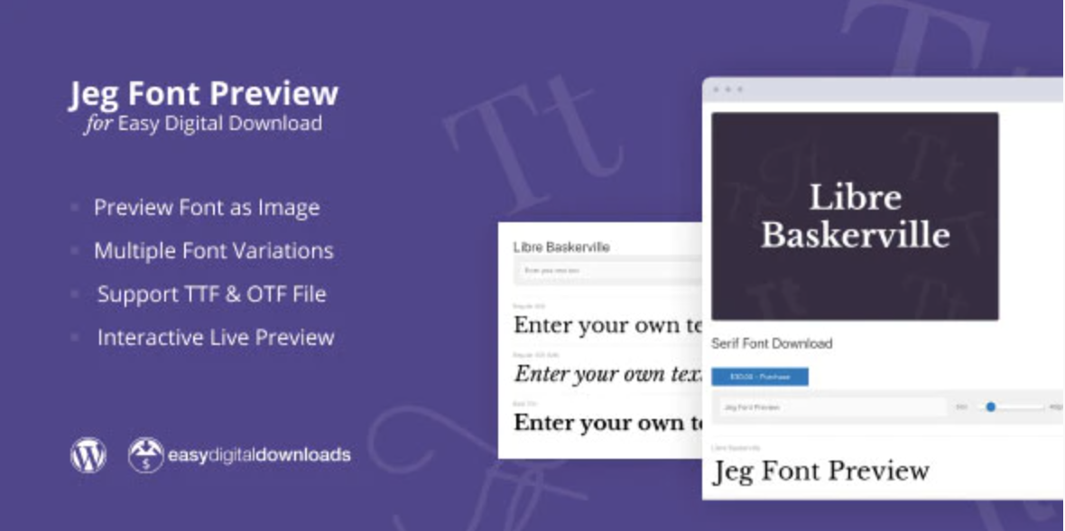Jeg Font Preview – for Easy Digital Download