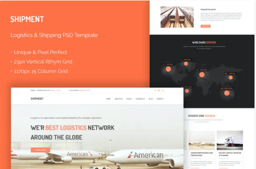 Shipment - Logistic & Shipping Website PSD