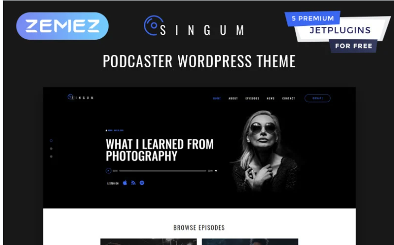 Singum - Podcaster Multipurpose Classic Elementor WordPress Theme