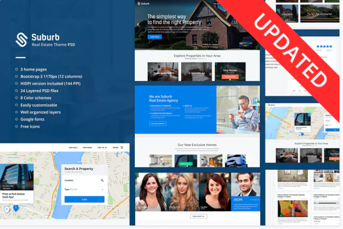 Suburb - Real Estate PSD Template